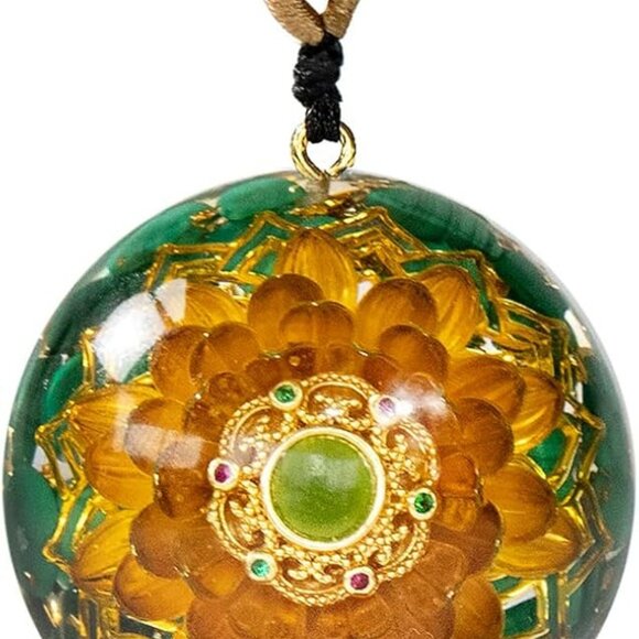 Orgonite Necklace With Malachite And Flower Of Life - Healing Crystals For Energ - Picture 1 of 7